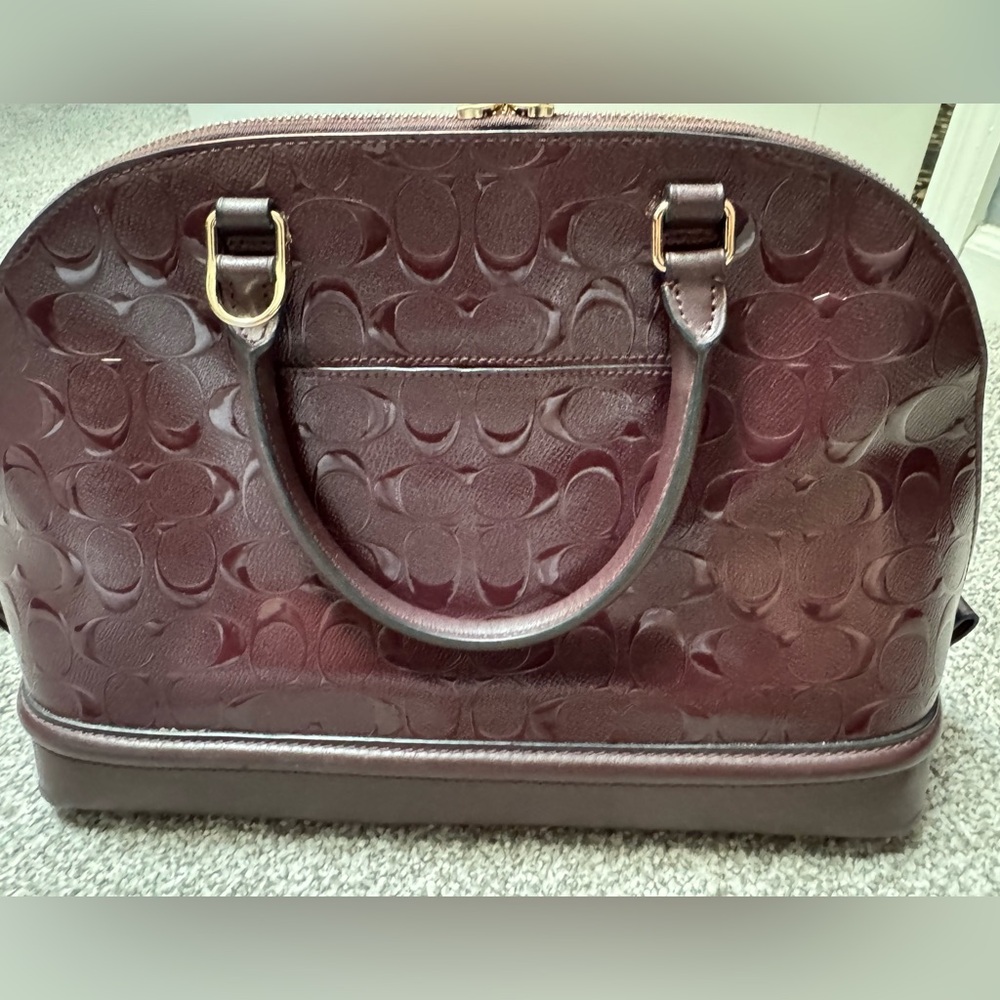 EUC Coach Sierra Satchel Oxblood Signature Debossed Patent Leather Burgundy - Picture 9 of 13